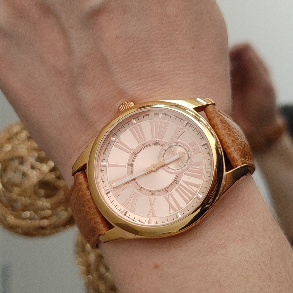 Bronzo Italia Wrist Watch Water Resist  Womens Pebble Embossed Cowhide S…